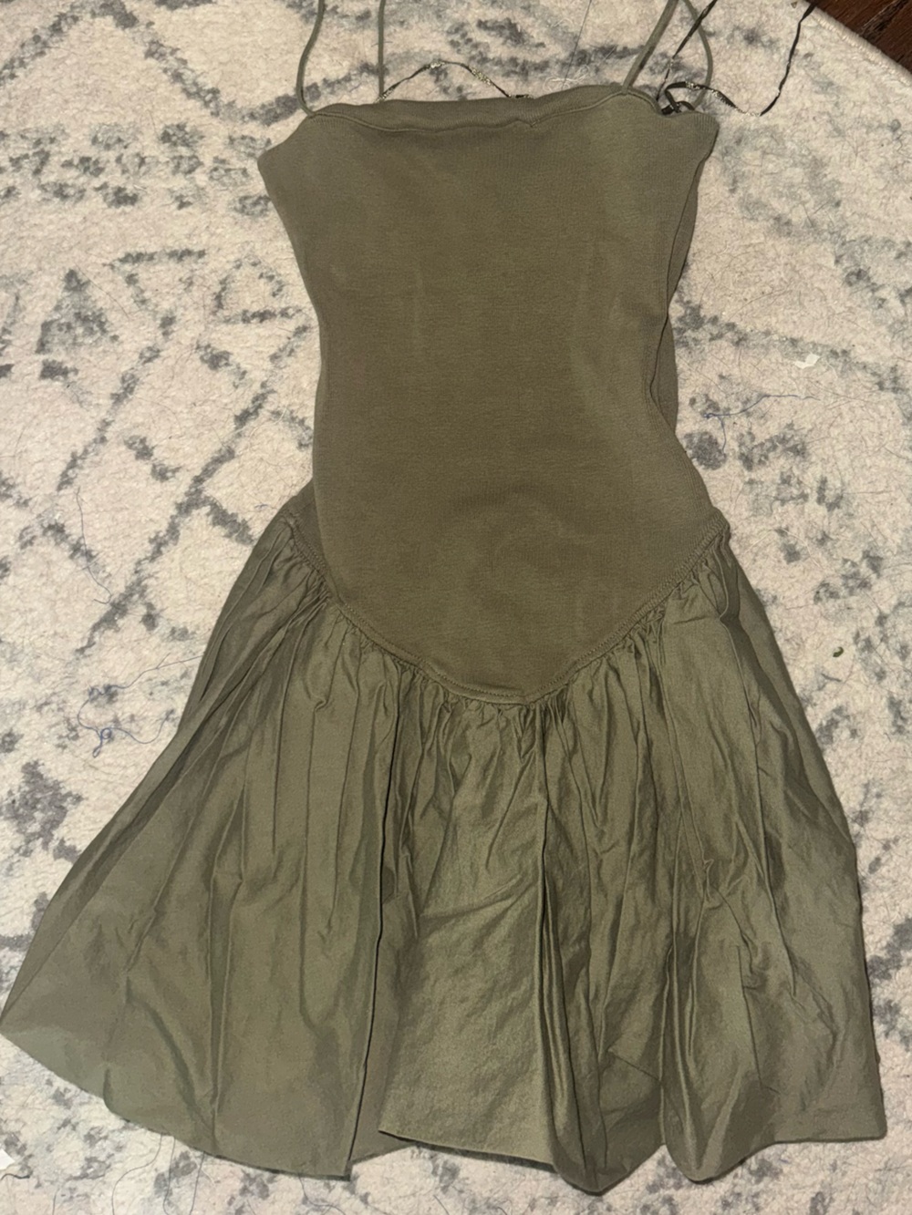 Zara Olive Green Spaghetti Strap Mini Dress